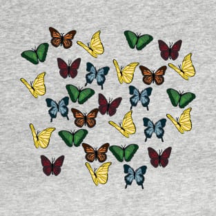 Red, Orange, Yellow, Green, and Blue Butterflies T-Shirt